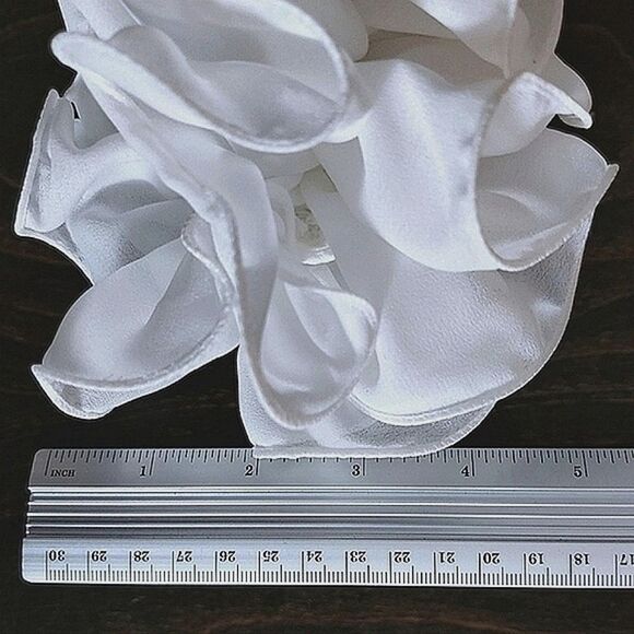 Vtg 90s white chiffon ruffle bow hair claw clip - Picture 4 of 6